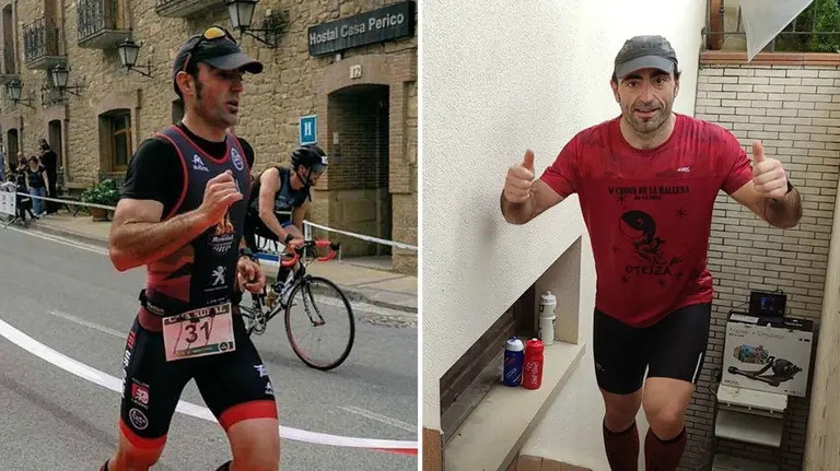 El triatleta navarro David Mansoa en pleno esfuerzo. El Español.