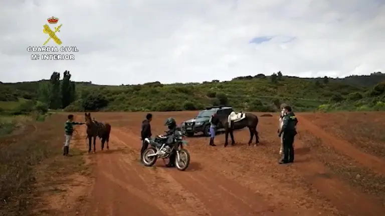 Agentes del Seprona interceptan a varios jinetes que intentaron darse a la fuga tras incumplir las limitaciones de movilidad. GUARDIA CIVIL