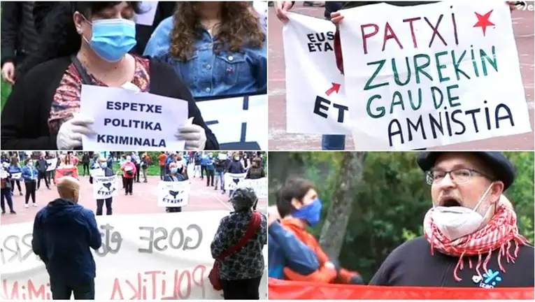 Concentración masiva en Pamplona en favor del asesino de ETA Patxi Ruiz. FOTOS EITB