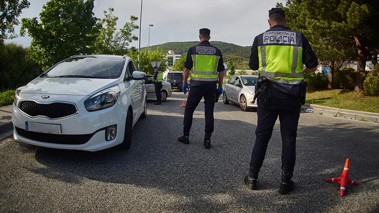 Control de la Policia Nacional en Pamplona. ARCHIVO.