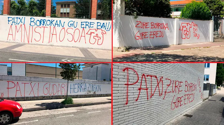 Pintadas a favor de etarras en el barrio pamplonés de la Chantrea (11) CEDIDA