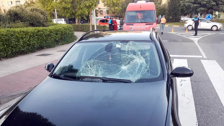 Una mujer ha resultado herida tras ser atropellada en un paso de peatones en la variante de Burlada. POLICÍA FORAL