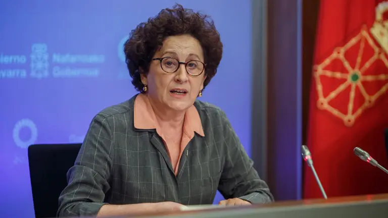 La consejera de Derechos sociales, María Carmen Maeztu, en una rueda de prensa GOBIERNO DE NAVARRA