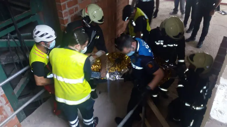 Accidente laboral ocurrido en una obra de Pamplona BOMBEROS DE NAVARRA
