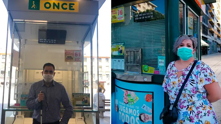 Dos vendedores de kioskos de la ONCE en la Comunidad foral. CEDIDA