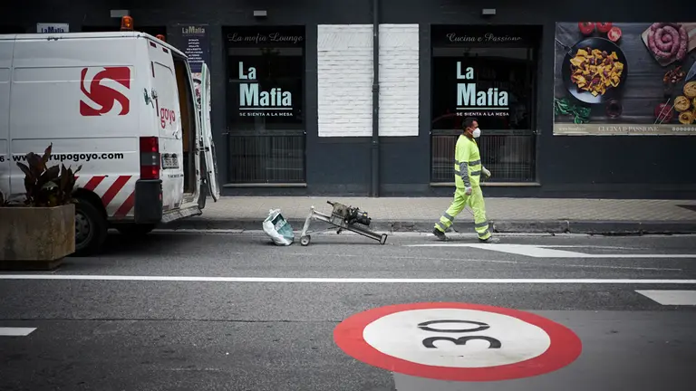 Cambios de tráfico tras la peatonalización de la Calle Amaya de Pamplona. PABLO LASAOSA