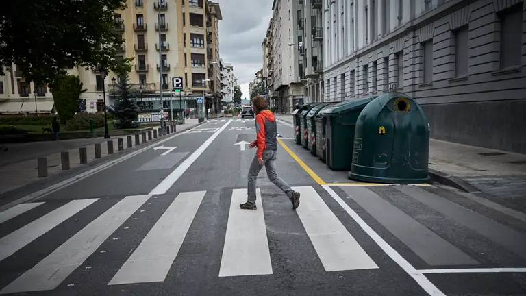 Cambios de tráfico tras la peatonalización de la Calle Amaya de Pamplona. PABLO LASAOSA