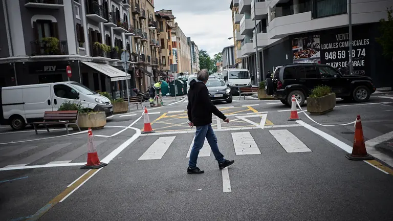 Cambios de tráfico tras la peatonalización de la Calle Amaya de Pamplona. PABLO LASAOSA