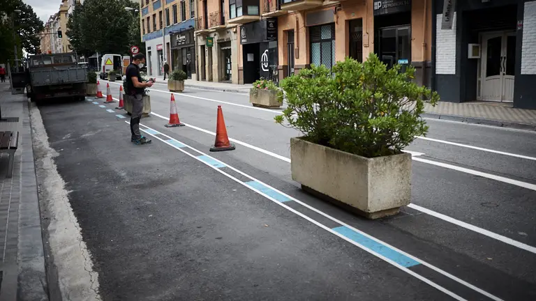 Cambios de tráfico tras la peatonalización de la Calle Amaya de Pamplona. PABLO LASAOSA