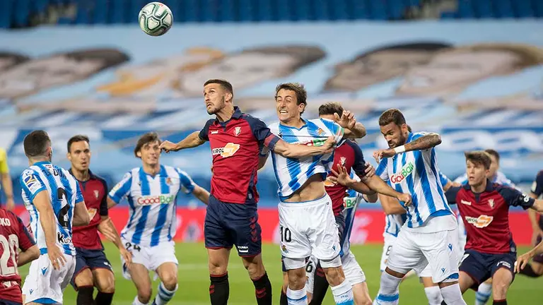 Partido entre Real Sociedad y Osasuna disputado en el Reale Arena sin público. FOTO OSASUNA (2)