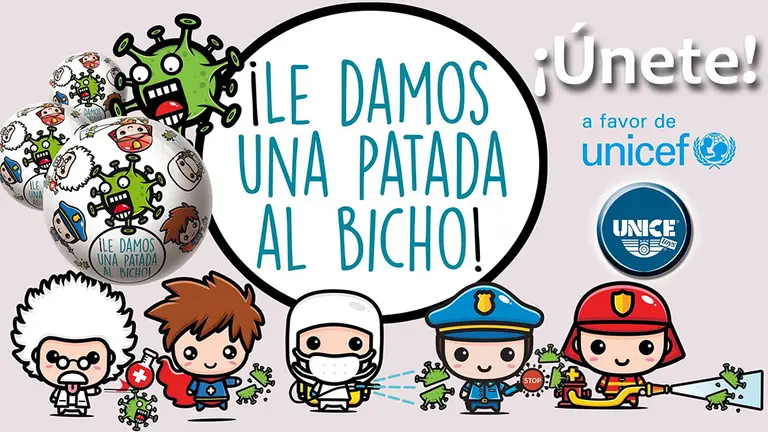 Campaña solidaria de una empresa navarra que invita a 'dar una patada al bicho'. CEDIDA