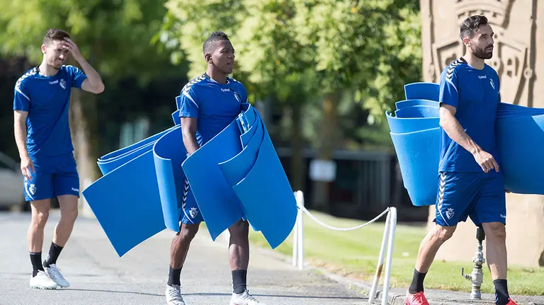 Entrenamiento de los jugadores rojillos en Tajonar. CA Osasuna.