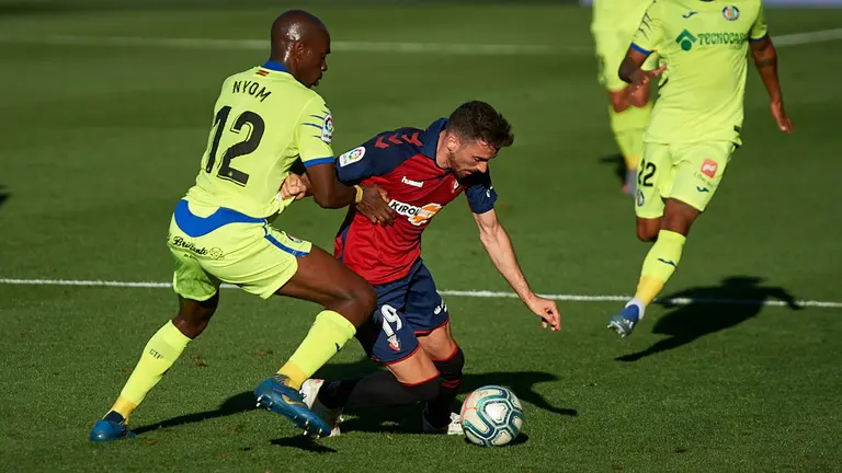 Partido entre Osasuna y Getafe correspondiente a la jornada 34 de la liga jugado en El Sadar de Pamplona. MIGUEL OSÉS