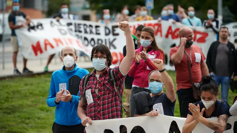 Reunión del comité de empresa de Siemens-Gamesa de Aoiz con Izaskun Goñi, directora general de Política Empresarial. PABLO LASAOSA