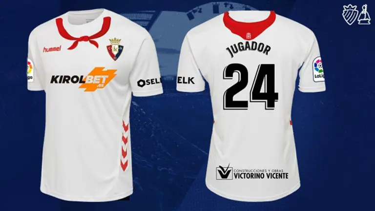 La nueva camiseta de Osasuna para jugar ante el Celta este sábado en El Sadar. Cedida.