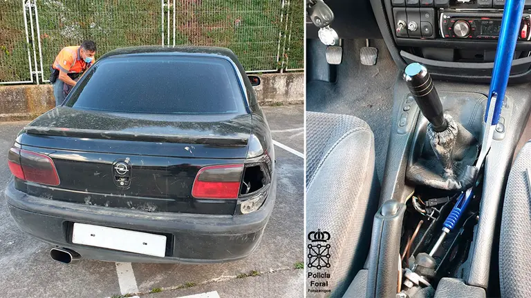 El coche modificado que conducía un vecino de Santacara. POLICÍA FORAL