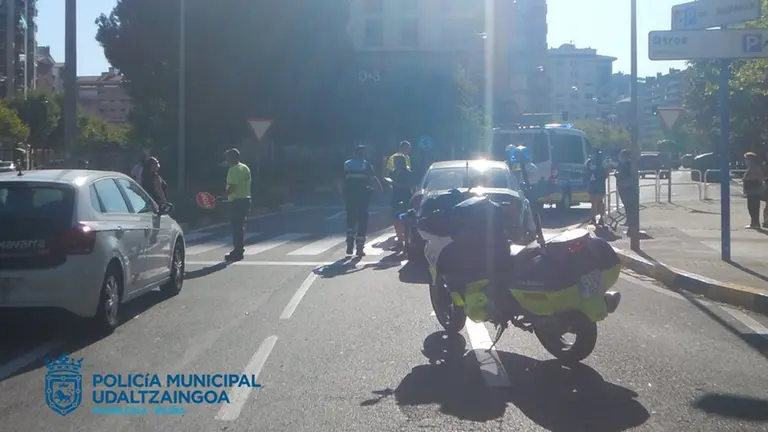 Lugar del atropello en el barrio de San Juan, Pamplona. POLICÍA MUNICIPAL DE PAMPLONA