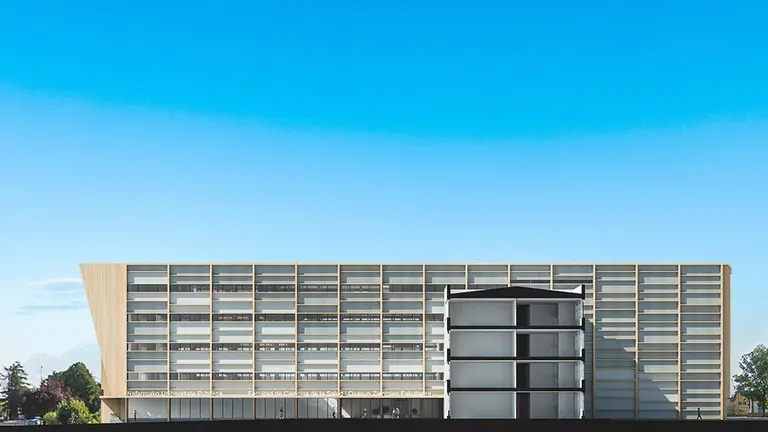 Vista exterior del nuevo edificio de Ciencias de la Salud de la UPNA.