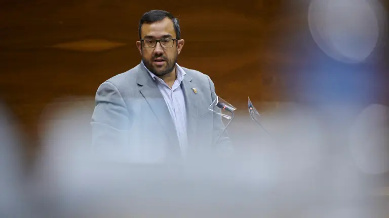 Javier Remírez, vicepresidente del Gobierno de Navarra, interviene en el Parlamento. PABLO LASAOSA
