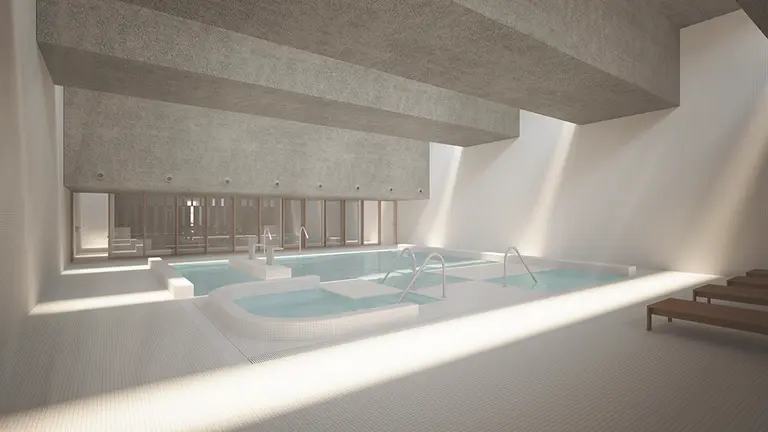 Proyecto de balneario de la Ciudad Deportiva Amaya, en Pamplona. CEDIDA