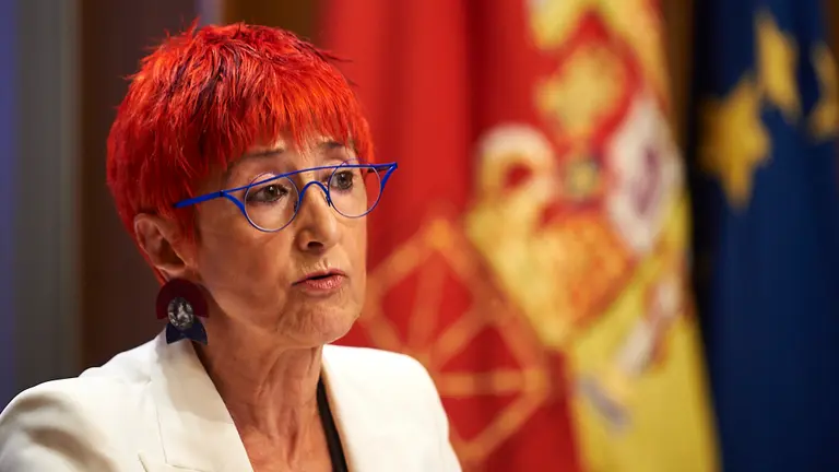 La consejera de Salud, Santos Induráin, el director general de Salud, Carlos Artundo, y la directora del Instituto de Salud Pública, Marian Nuin, informan en rueda de prensa sobre la evolución epidemiológica de la COVID-19 en Navarra. PABLO LASAOSA