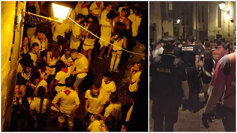 Los jóvenes desalojados en Tafalla por agentes de la policá local y Foral estaban en las calles Mayor y Cuatro Esquinas de la localidad.