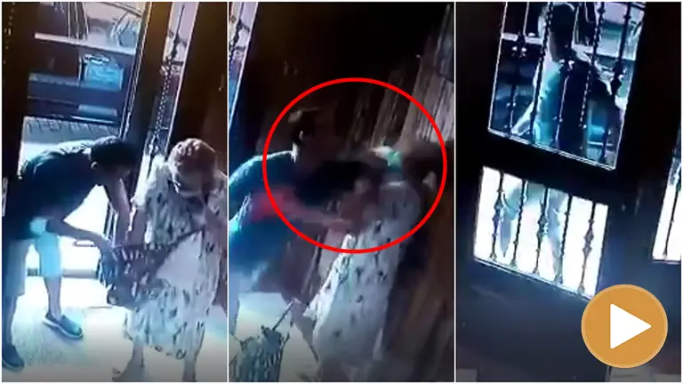 El individuo que golpeó y robó a la anciana captado por las cámaras de seguridad.