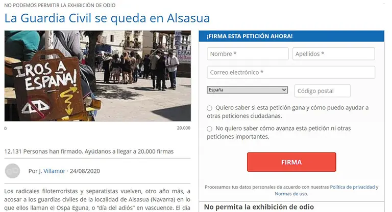 Recogidas de firmas para impedir la celebración del denominado Ospa Eguna, en Alsasua. NAVARRACOM
