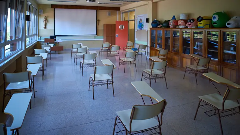 Los colegios de Navarra ultiman los preparativos para la vuelta a las clases con el nuevo protocolo debido a la pandemia de coronavirus. MIGUEL OSÉS