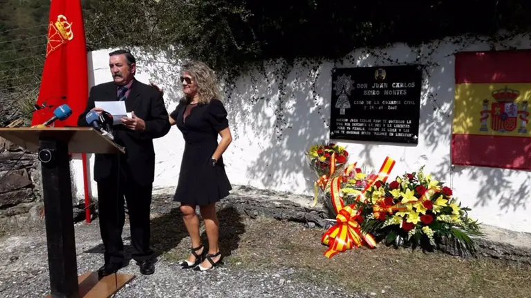 María José Rama, viuda de Juan Carlos Beiro, asesinado por ETA en el año 2002, durante un acto de homenaje en Leiza EUROPA PRESS