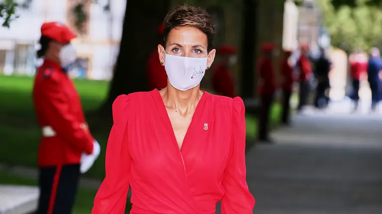 La presidenta del Gobierno de Navarra, María Chivite, llega a la toma de posesión de Iñigo Urkullu como Lehendakari, en Guernica (Vizcaya/Euskadi/España) a 5 de septiembre de 2020.

05 SEPTIEMBRE 2020;GUERNICA;PAÍS VASCO;GERNIKA;EUSKADI;POLÍTICA

5/9/2020