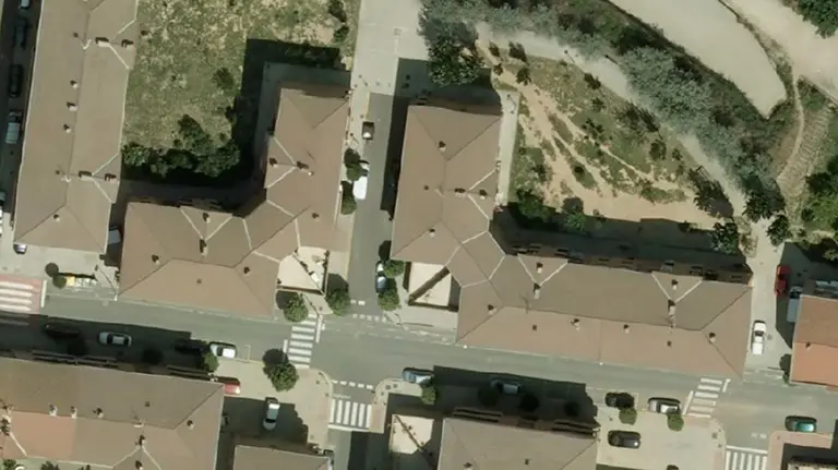 Ortofoto creada a partir de un conjunto de imágenes aéreas tomadas desde un avión o un satélite