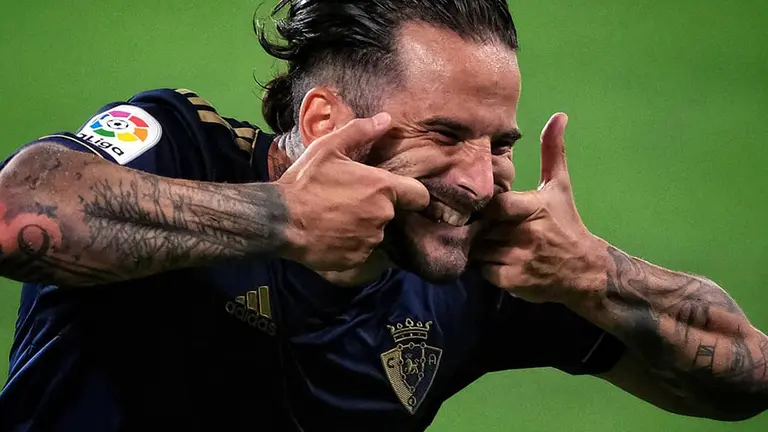 La sonrisa característica de Rubén Garcia tras marcar un gol al Cádiz. @RubenGarcia14_