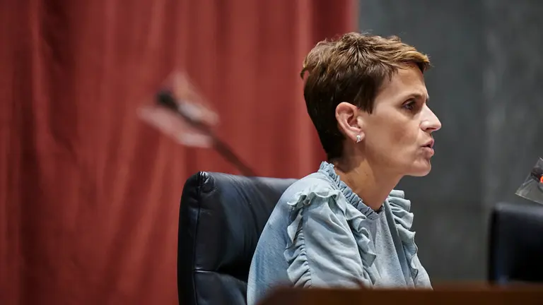 María Chivite, presidenta del Gobierno de Navarra, comparece para explicar el Plan Reactivar Navarra. PABLO LASAOSA
