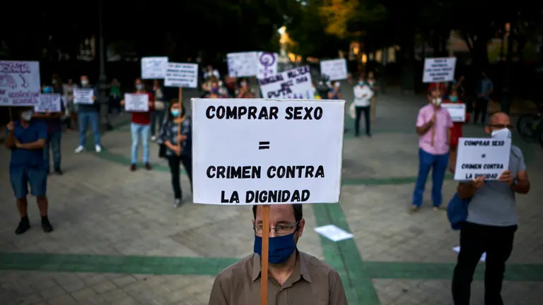 Protesta en Pamplona por la abolición de la prostitución. PABLO LASAOSA