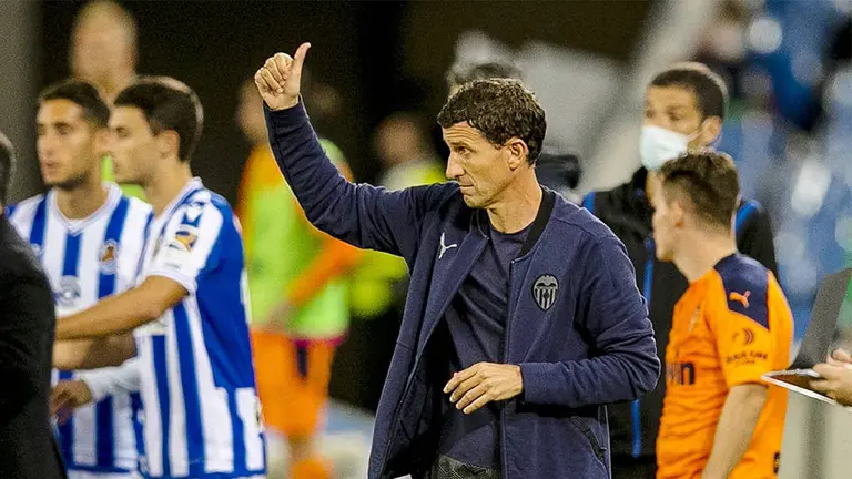 Javi Gracia, satisfecho por la victoria ante la Real Sociedad. Valencia CF.