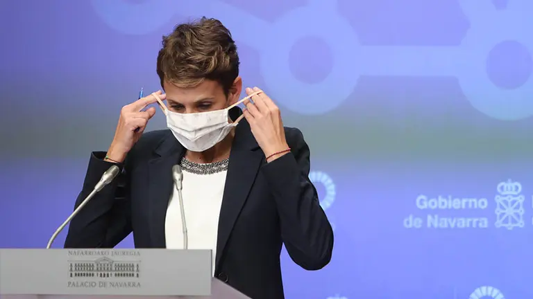 Navarra Chivite comparece ante los medios para explicar las nuevas medidas en Navarra por el avance del coronavirus. GOBIERNO DE NAVARRA