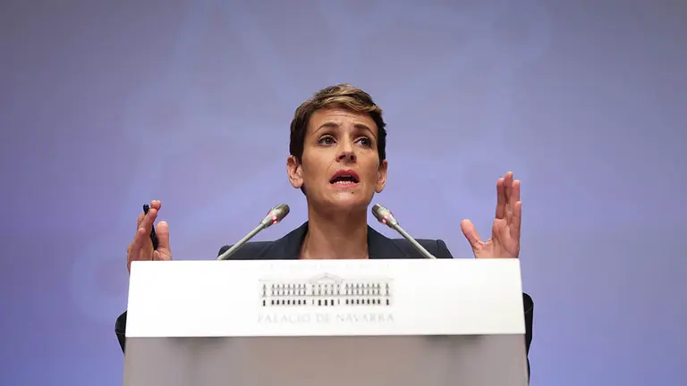 La presidenta de Navarra, María Chivite, comparece para anunciar nuevas medidas y restricciones para frenar el coronavirus. GOBIERNO DE NAVARRA (6)