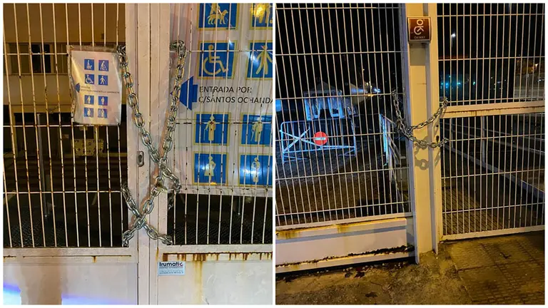 Imagen de los accesos a Refena cerrados con cadenas. CEDIDA