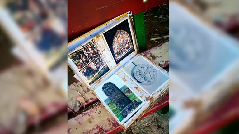 Buscan al dueño de un álbum de fotos encontrado en Tafalla tras la riada. FACEBOOK