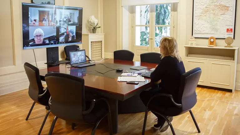 La consejera de Relaciones Ciudadanas, Ana Ollo, se reúne de manera telemática con el secretario de Estado de Memoria Democrática, Fernando Martínez López - GOBIERNO DE NAVARRA