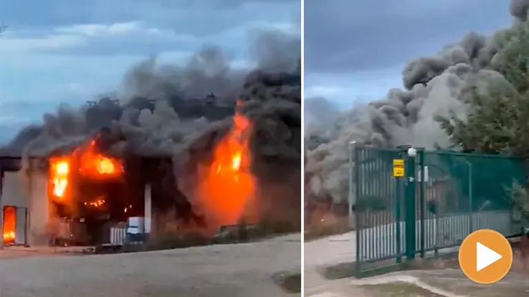 Incendio en una granaj de cerdos en Sesma BOMBEROS DE NAVARRA(player)