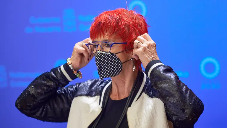 El vicepresidente primero y consejero de Presidencia, Igualdad, Función Pública e Interior, Javier Remírez; y la consejera de Salud, Santos Induráin; valoran la situación actual de la pandemia de COVID-19 en Navarra. MIGUEL OSÉS