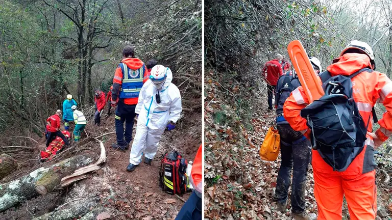 Rescate del fallecido en Artikutza mientras talaba árboles BOMBEROS DE NAVARRA