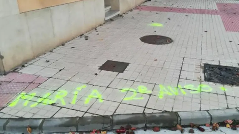 Pintadas aparecidas en Cintruénigo contra la presidenta del Gobierno, María Chivite.