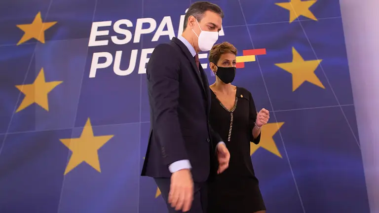 Pedro Sánchez visita Navarra para reunirse con María Chivite y su gobierno y presentar los fondos europeos ante la crisis de la Covid. GOBIERNO DE NAVARRA (2)