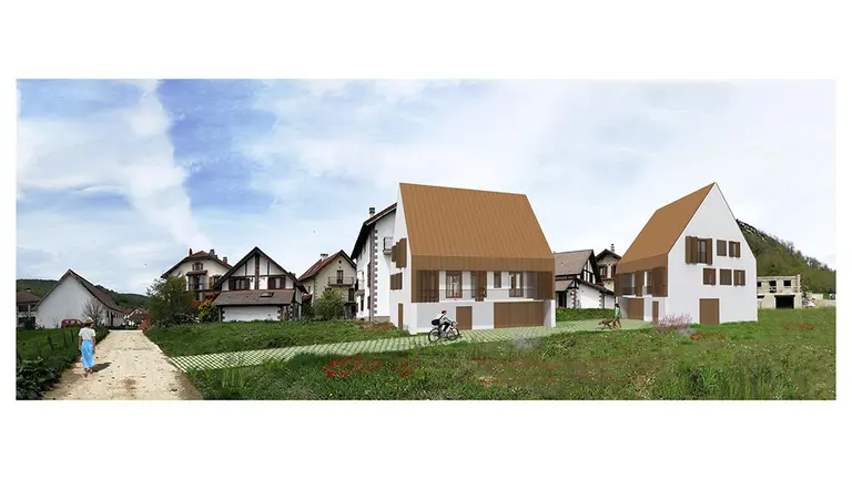 Recreación de las viviendas de VPO para el alquiler joven en Garralda. GOBIERNO DE NAVARRA