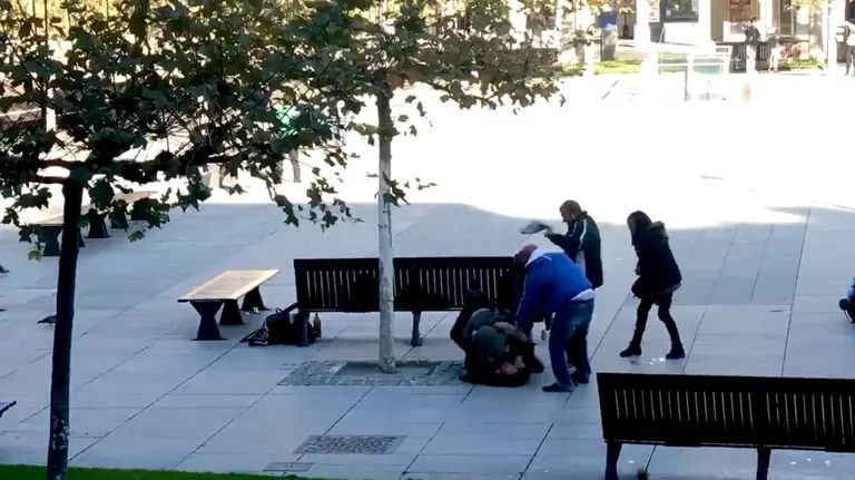 Pelea en la Plaza del Castillo de Pamplona POLICÍA FORAL