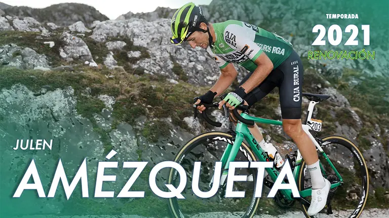 El navarro Julen Amézqueta en pleno esfuerzo durante una carrera con el Caja Rural. Cedida.