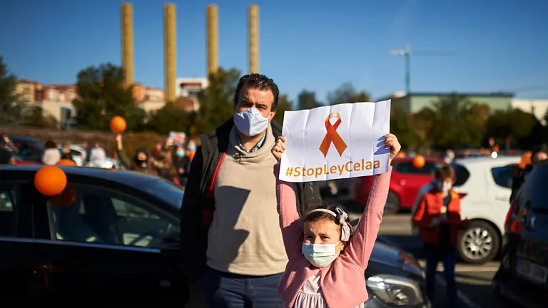 Miles de personas protestan en Pamplona en contra de la ley de Educación conocida como “Ley Celaá” que ataca a los colegios concertados y a los centros de educación especial. PABLO LASAOSA